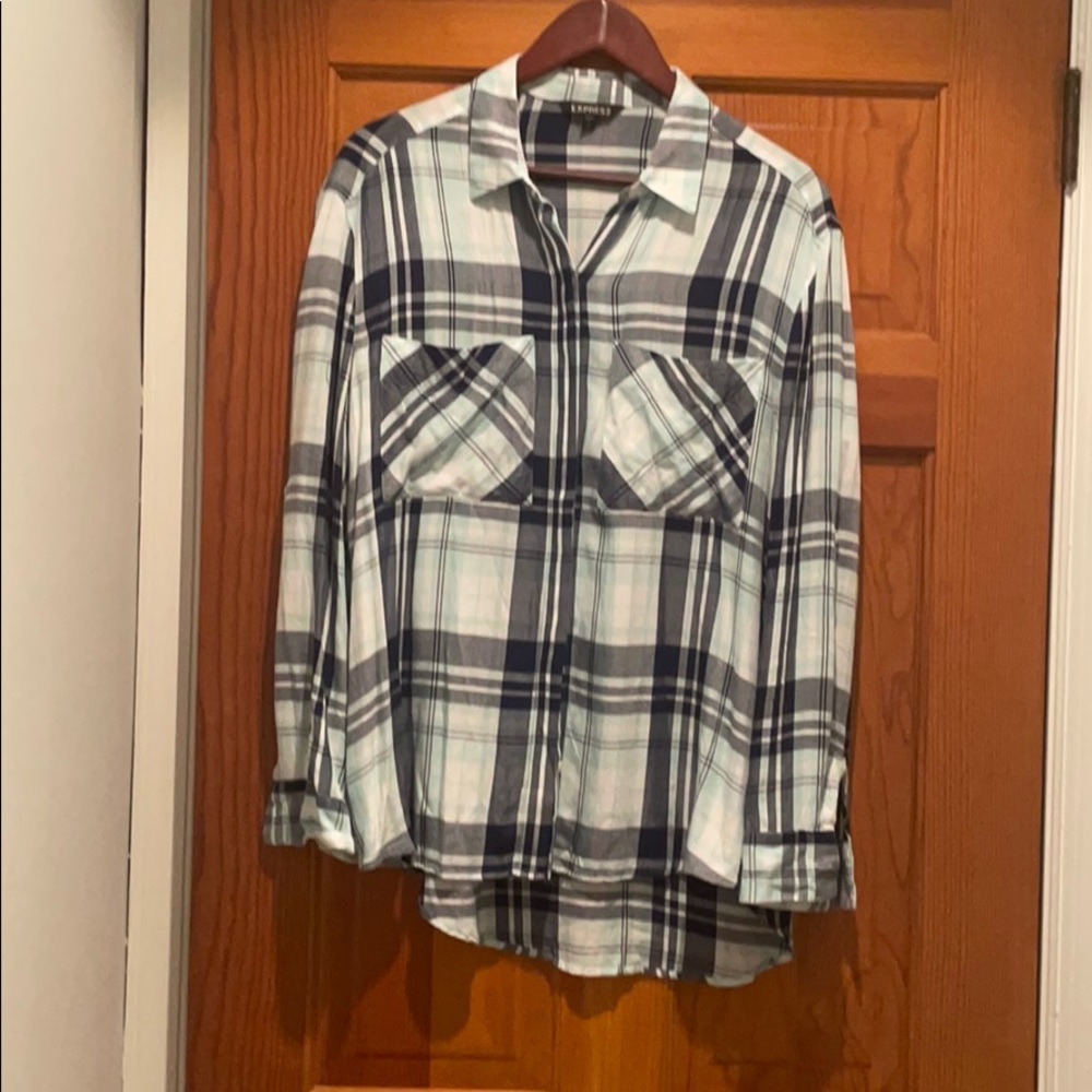 Express Blue Plaid Shirt
